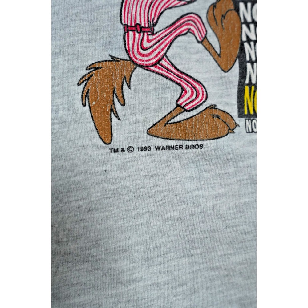 Vintage‎ 1993 Wile E Coyote Looney Tunes Baseball Jersey Athletic Works XL Blue - Picture 5 of 5